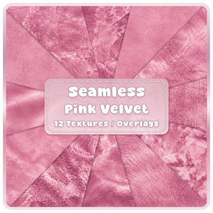 Seamless pink velvet textures and overlays bundle with 12 luxury blush pink fabric digital papers