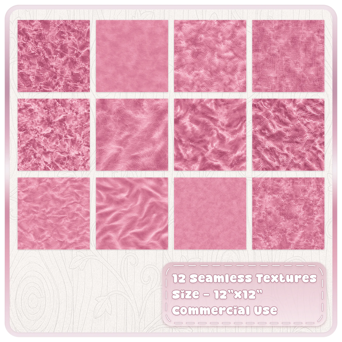 12 seamless pink velvet digital papers featuring crushed brushed plush smooth and distressed fabric textures