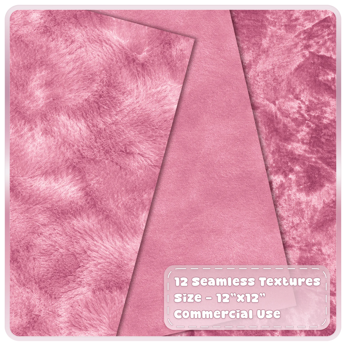Pink velvet seamless textures featuring plush brushed and crushed blush pink fabric digital backgrounds