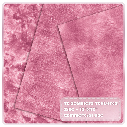 Luxury pink velvet digital papers with crushed distressed and brushed seamless fabric textures