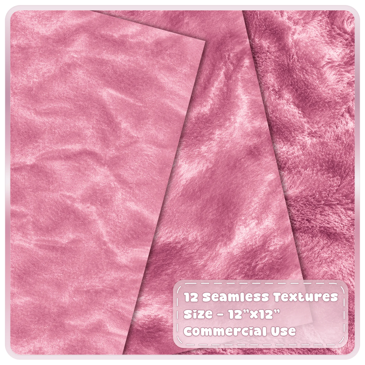 Seamless pink velvet textures and overlays with soft plush crushed and shimmering blush fabric finishes