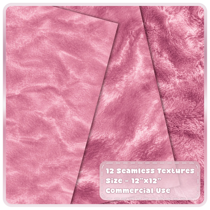 Seamless pink velvet textures and overlays with soft plush crushed and shimmering blush fabric finishes