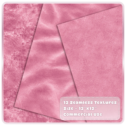 Pink seamless velvet backgrounds featuring smooth silky brushed and distressed luxury fabric textures