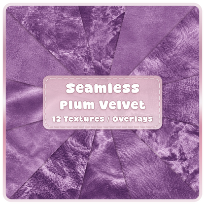 Seamless plum velvet textures and overlays bundle with 12 luxury purple fabric digital papers