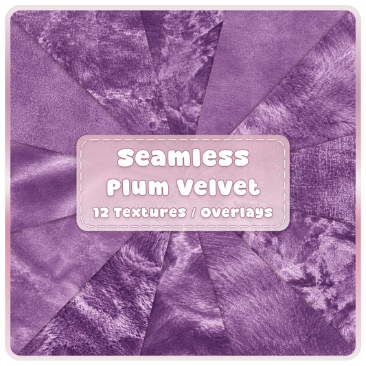 Seamless plum velvet textures and overlays bundle with 12 luxury purple fabric digital papers