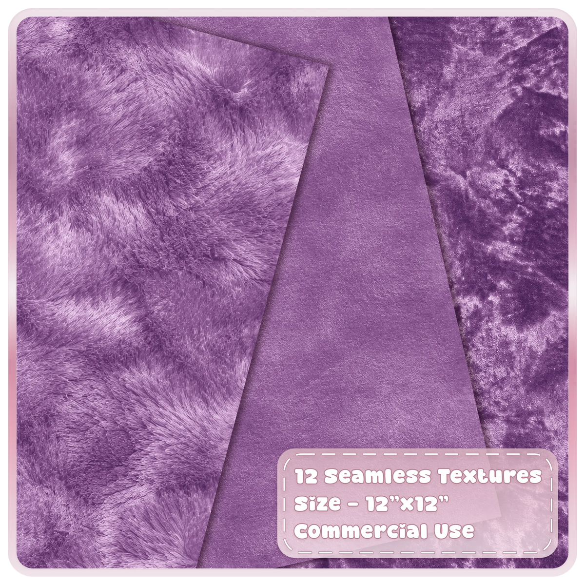 Plum velvet seamless textures featuring plush brushed and crushed purple fabric digital backgrounds