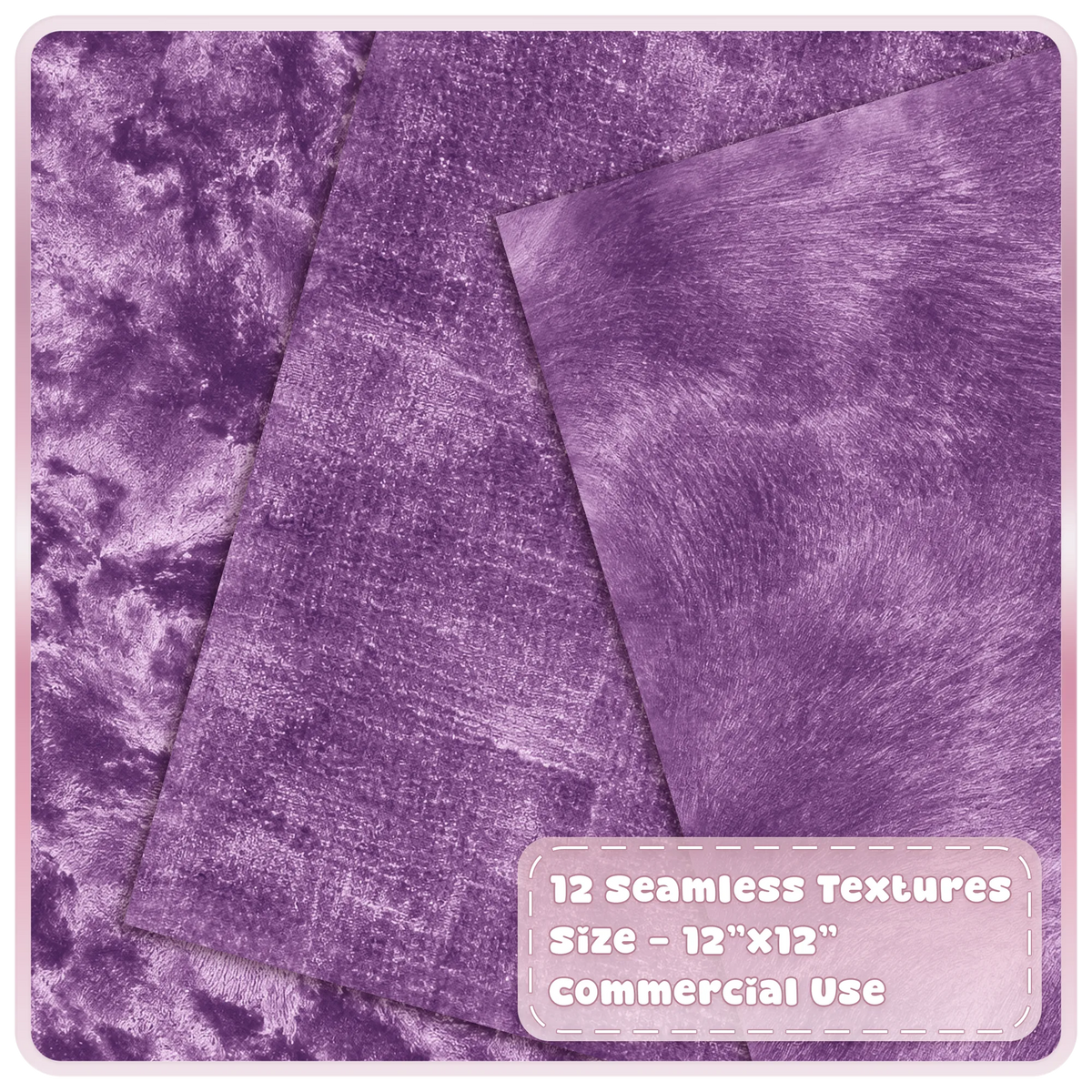Luxury plum velvet digital papers with distressed crushed and brushed seamless purple fabric textures