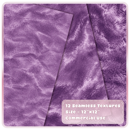 Seamless plum velvet textures and overlays with soft plush crushed and shimmering purple fabric finishes