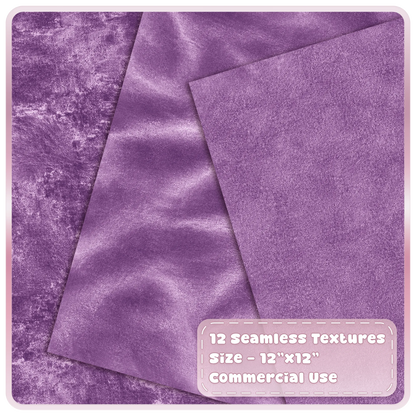 Plum purple seamless velvet backgrounds featuring smooth satin brushed and distressed fabric textures