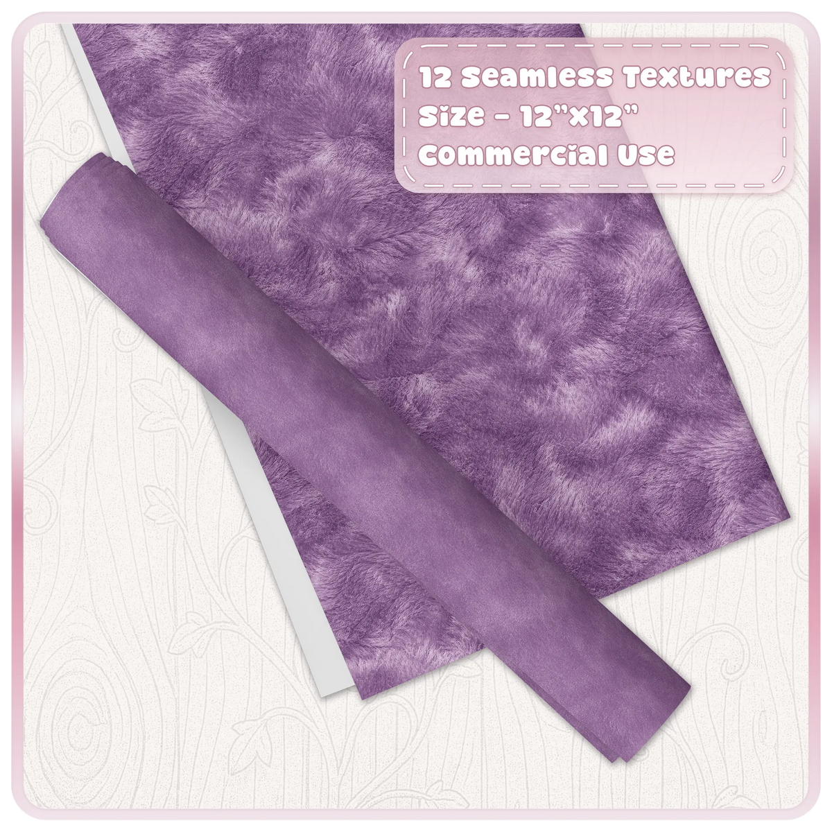 Seamless plum velvet digital paper bundle with plush purple fabric texture and tileable velvet background