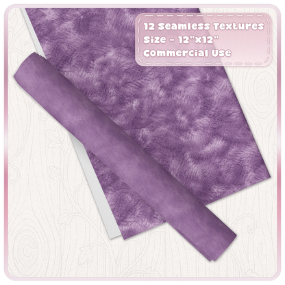 Seamless plum velvet digital paper bundle with plush purple fabric texture and tileable velvet background