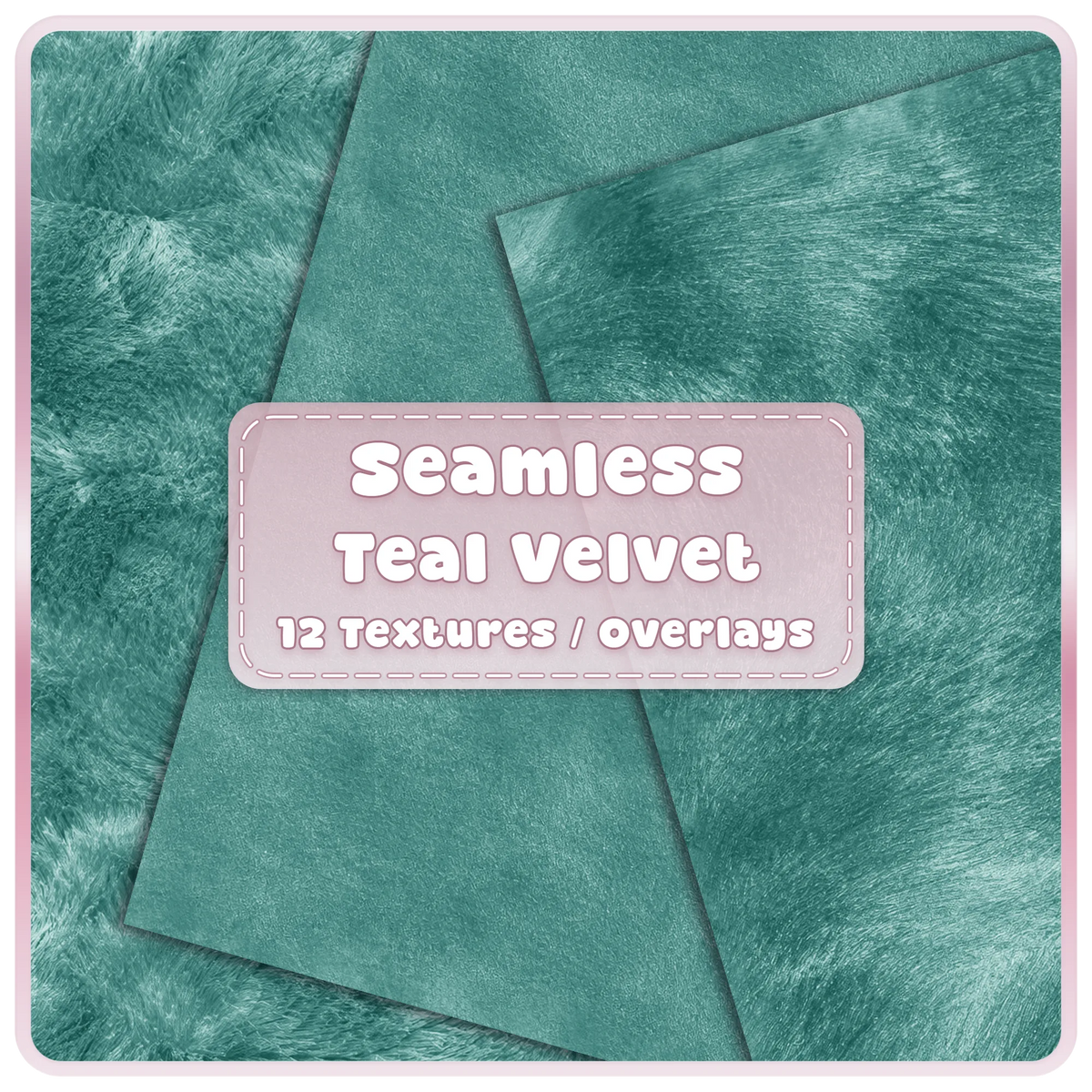 Seamless teal velvet textures and overlays bundle with smooth, brushed and plush luxury fabric designs