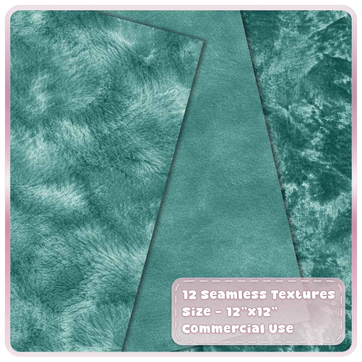 Teal seamless velvet digital papers featuring plush, smooth and crushed luxury fabric textures