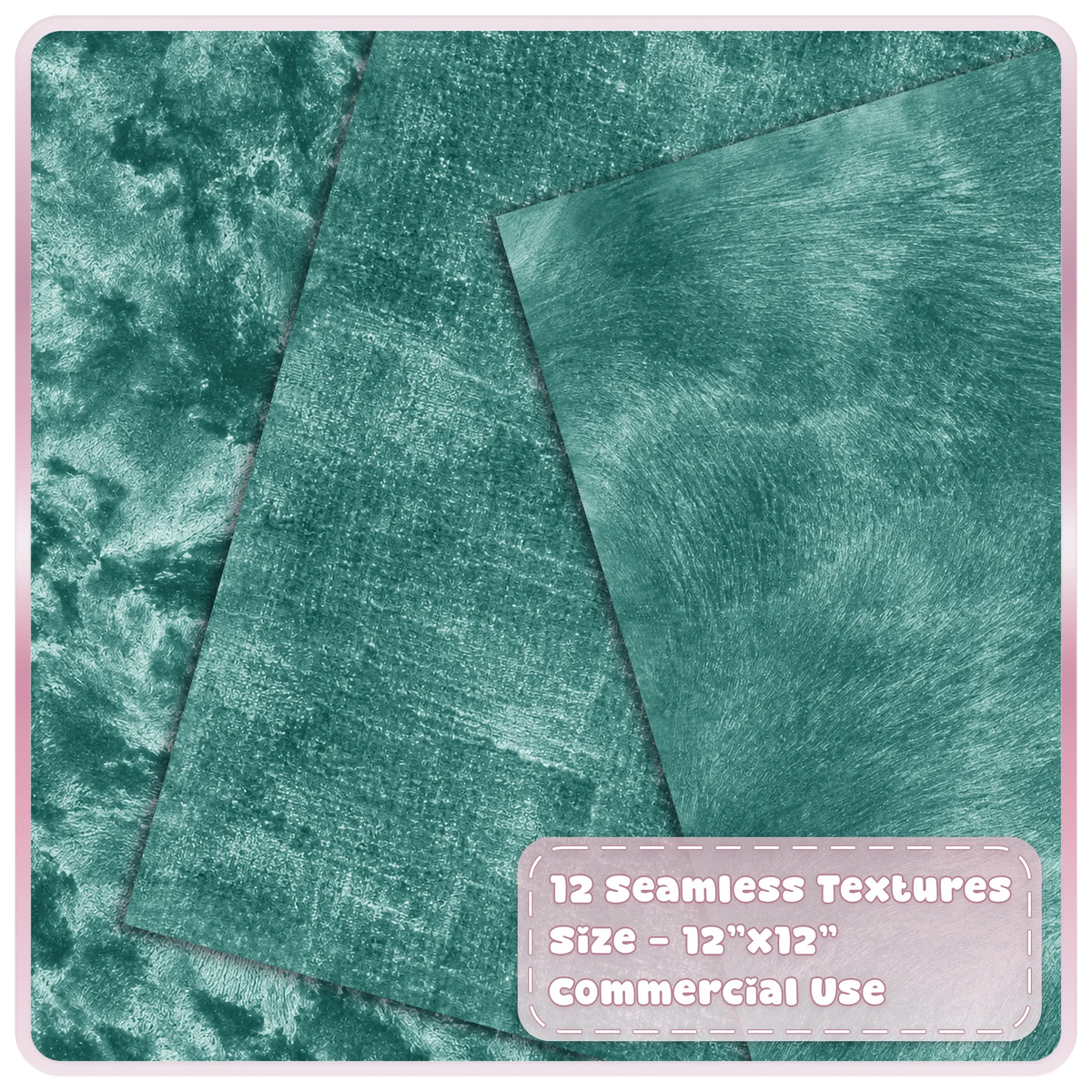 Luxury teal velvet texture overlays with crushed, distressed and brushed seamless fabric finishes