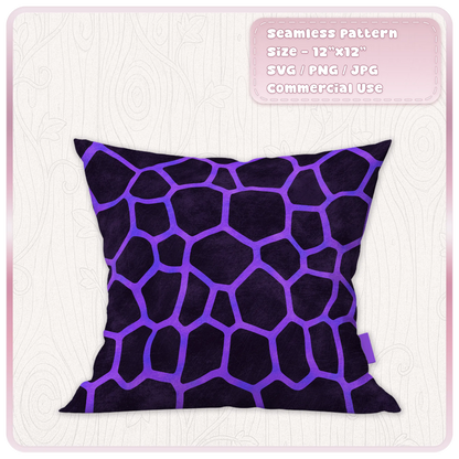 Purple turtle shell pattern displayed on cushion mockup for fabric textile and home decor projects