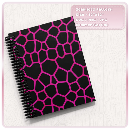 Pink turtle shell pattern displayed on spiral notebook mockup for stationery crafts and digital pattern inspiration