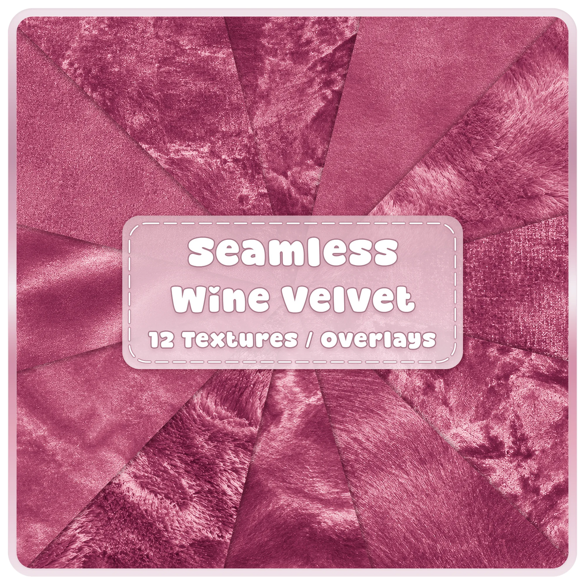 Seamless wine velvet textures and overlays bundle with 12 luxury burgundy fabric digital papers