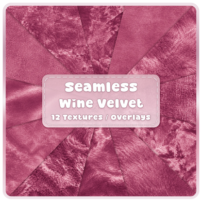 Seamless wine velvet textures and overlays bundle with 12 luxury burgundy fabric digital papers