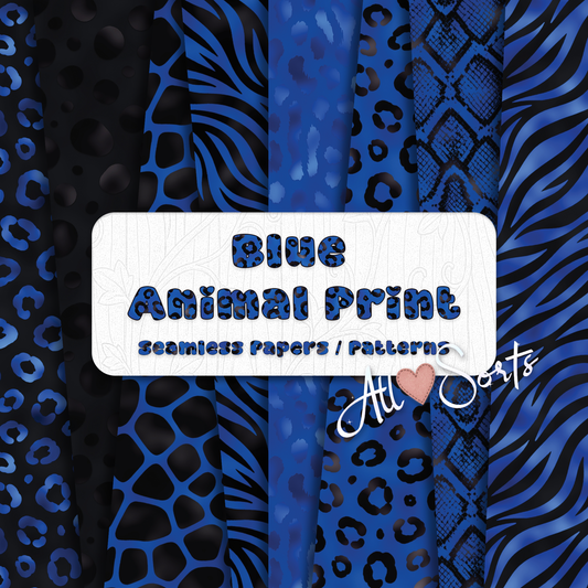 Blue & Black Animal Print Seamless Digital Paper Pack