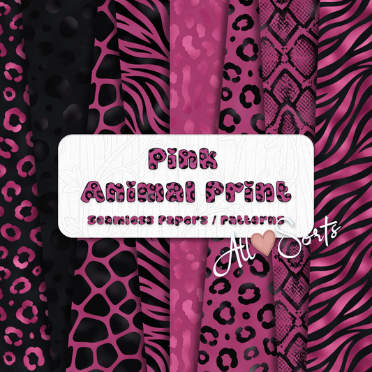 Pink & Black Animal Print Seamless Digital Paper Pack