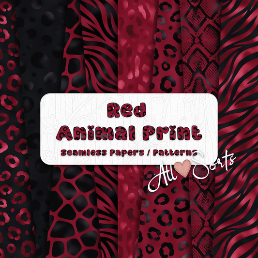 Red & Black Animal Print Seamless Digital Paper Pack