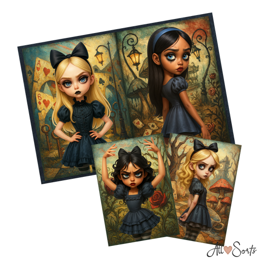 Dark Alice Digital Junk Journal Pack - 24 JPGs