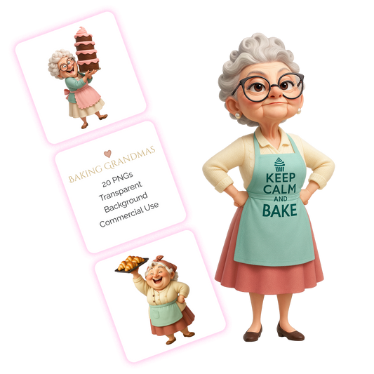 Granny Bakers Clipart Pack – 20 PNGs