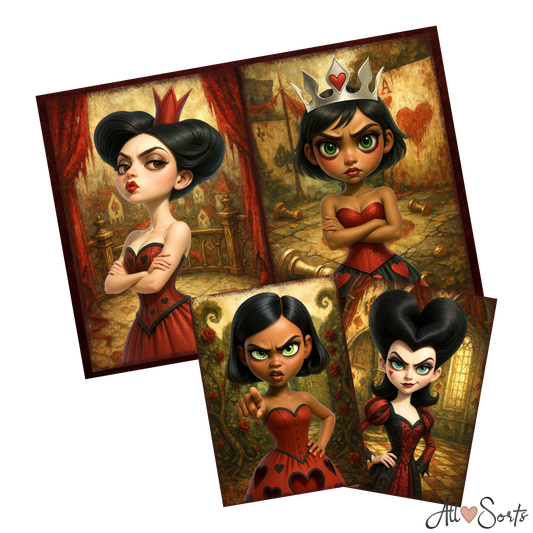 Queen Of Hearts Digital Junk Journal Pack - 24 JPGs