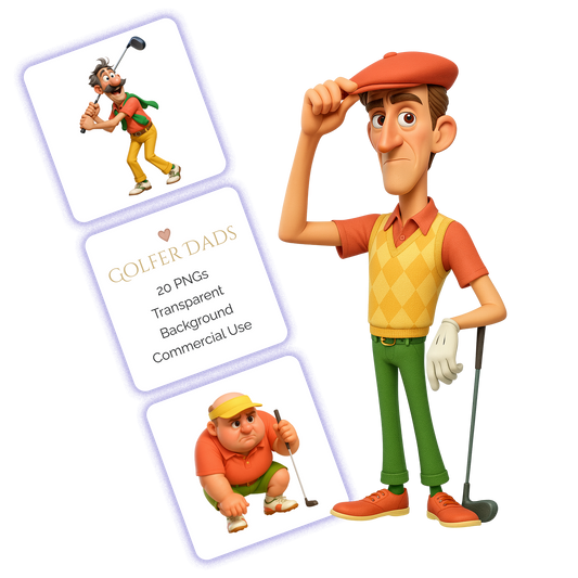 Golfer Dads Clipart Pack - 20 PNGs