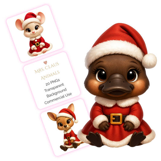 Mrs Claus Animals Clipart Pack – 20 PNGs