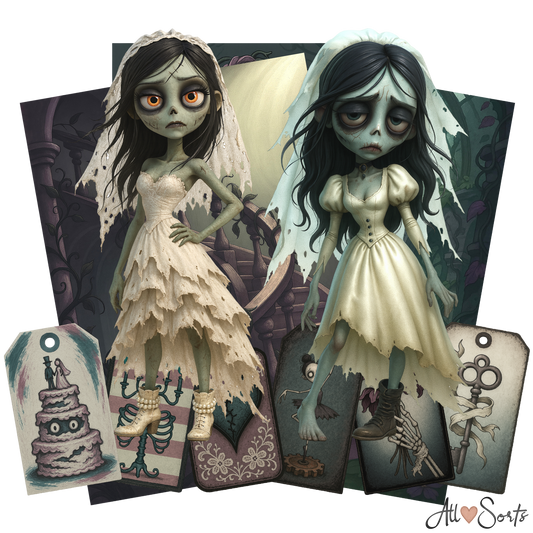 Zombie Brides Digital Scrapbook Pack - 60 Pieces