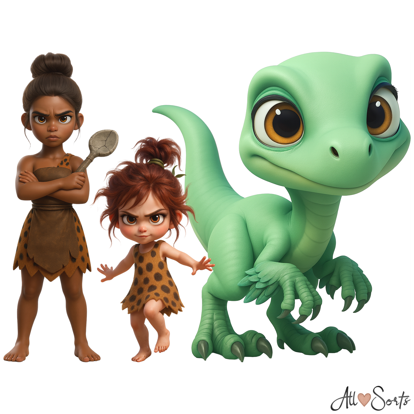 Quirky Dinosaurs & Cavemen Clipart Pack - 40 PNGs