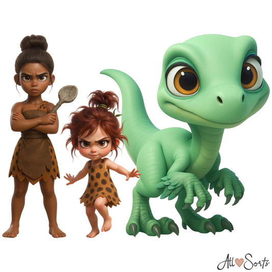 Quirky Dinosaurs & Cavemen Clipart Pack - 40 PNGs