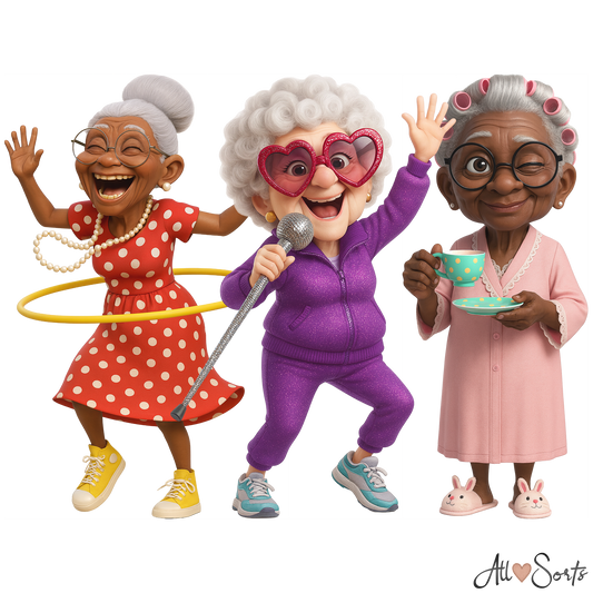 Quirky Grandmas Clipart Pack - 40 PNGs