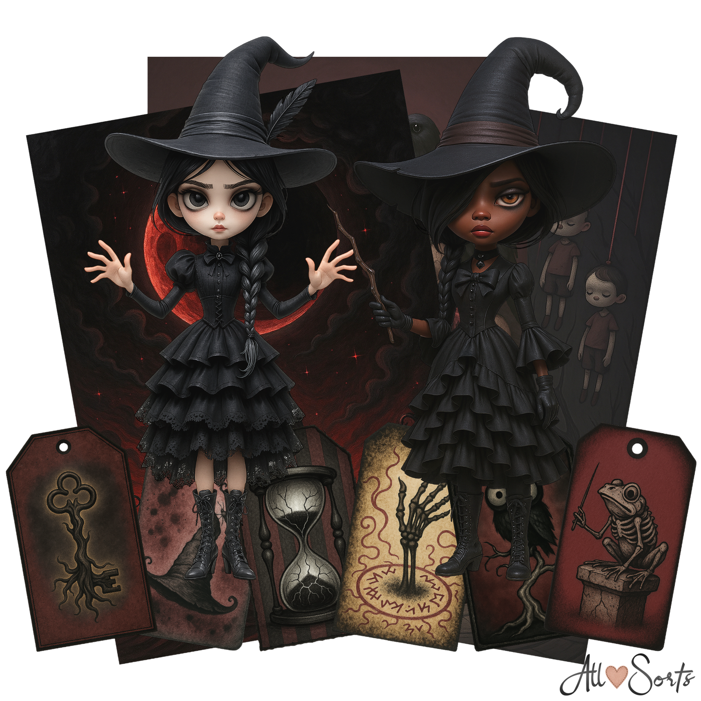 Whimsical Witches Digital Scrapbook Pack - 60 Pieces