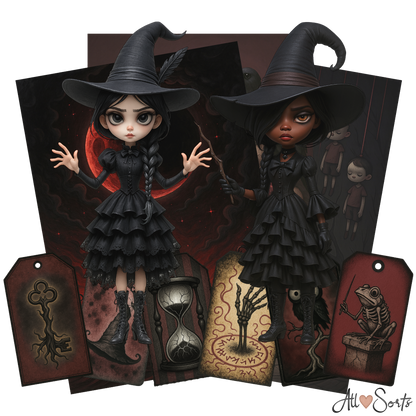 Whimsical Witches Digital Scrapbook Pack - 60 Pieces