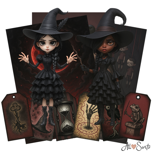 Whimsical Witches Digital Scrapbook Pack - 60 Pieces