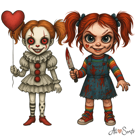 Creepy Cute Female Killers Clipart Pack - 20 PNGs