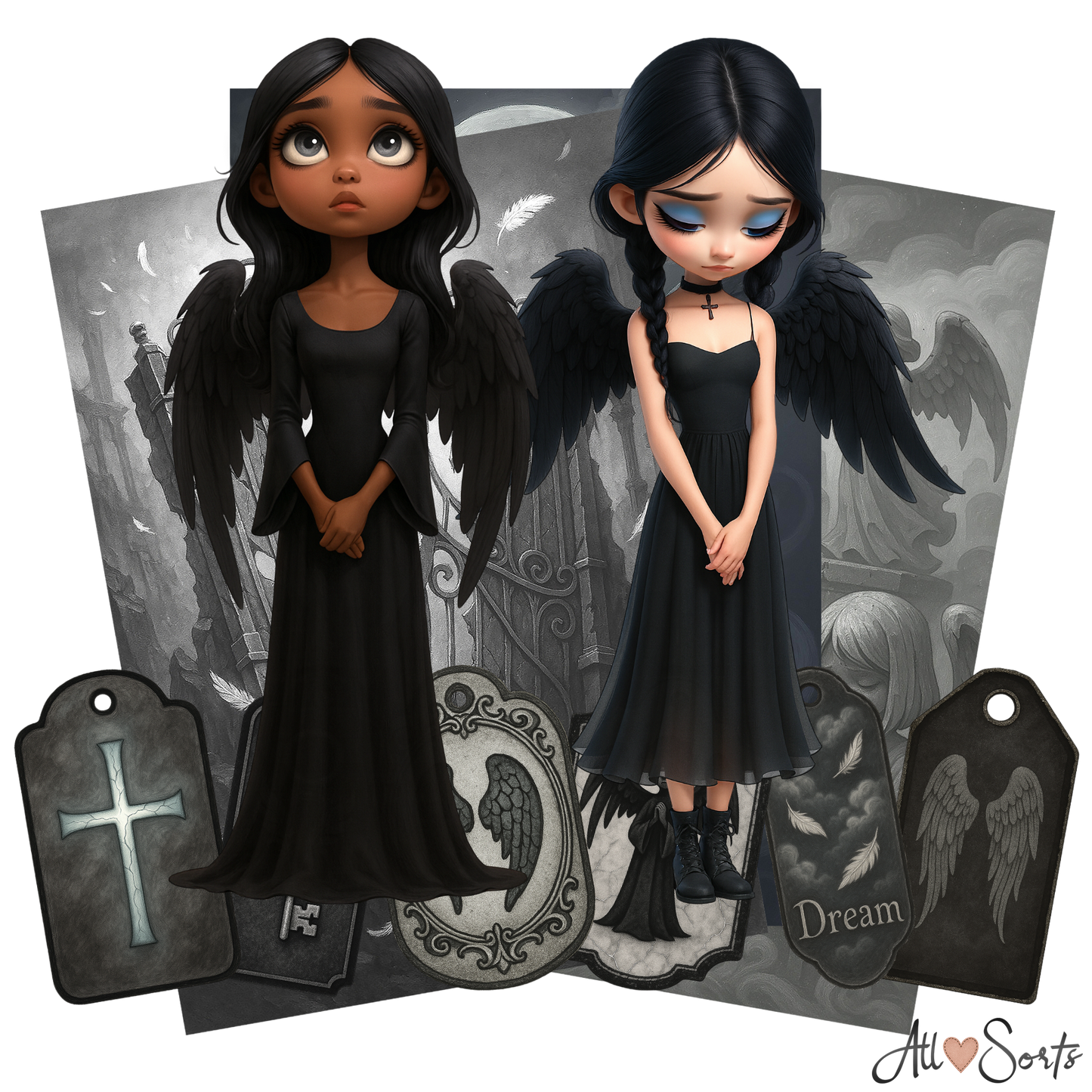 Fallen Angels Digital Scrapbook Pack - 60 Pieces