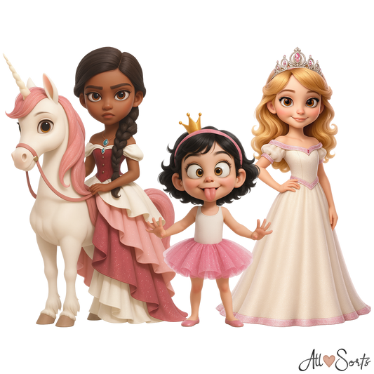 Cute Unicorns & Princesses Clipart Pack - 45 PNGs