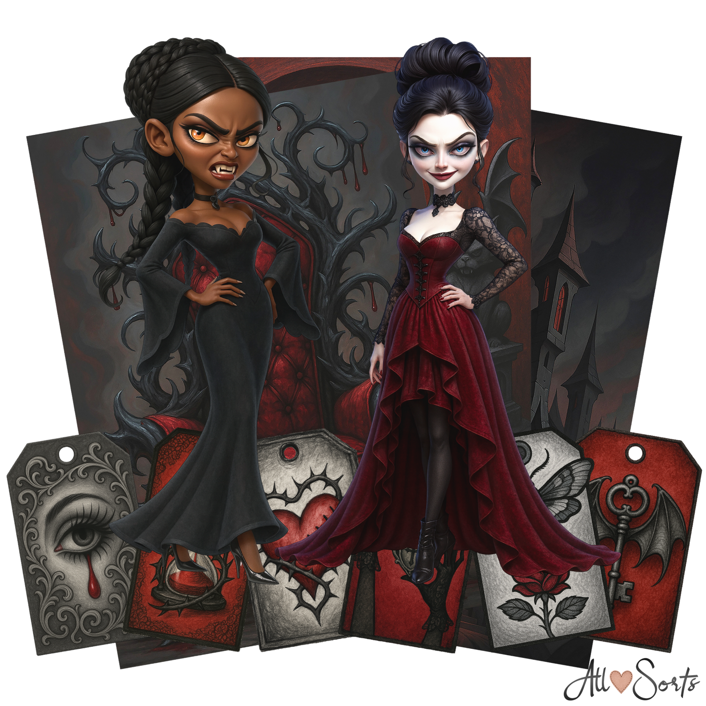 Vampire Queens Digital Scrapbook Pack - 60 Pieces