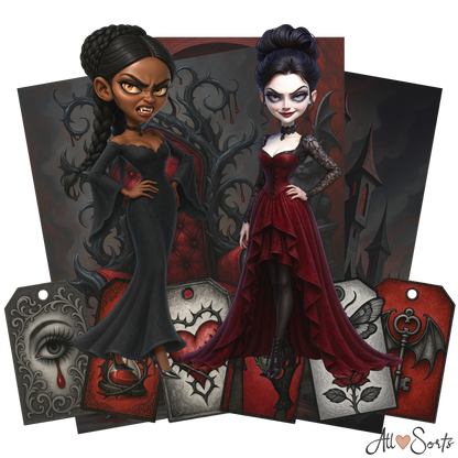 Vampire Queens Digital Scrapbook Pack - 60 Pieces