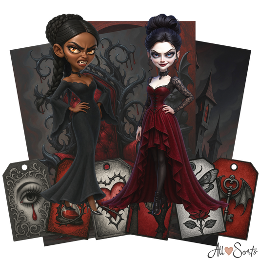 Vampire Queens Digital Scrapbook Pack - 60 Pieces