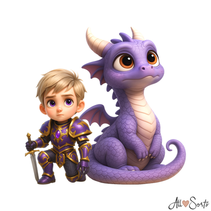 Quirky Dragons & Knights Clipart Pack - 40 PNGs