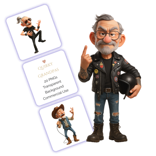 Quirky Old Men Clipart Pack – 20 PNGs