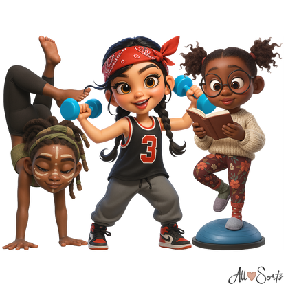 Quirky Gym Girls Clipart Pack - 50 PNGs