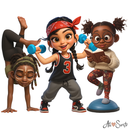Quirky Gym Girls Clipart Pack - 50 PNGs