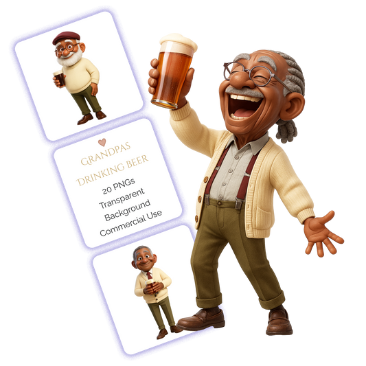 Grandpas Drinking Beer Clipart Pack - 20 PNGs