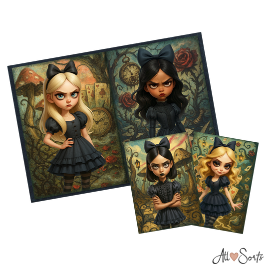 Dark Alice Digital Junk Journal Pack - 24 JPGs