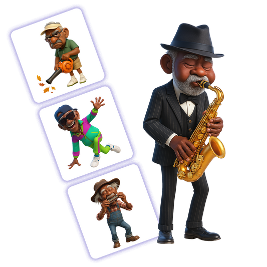 Funny Old Men Clipart Pack – 20 PNGs